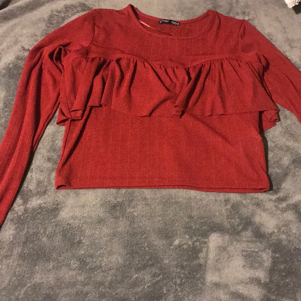 Burgundy Zara top. Crop top